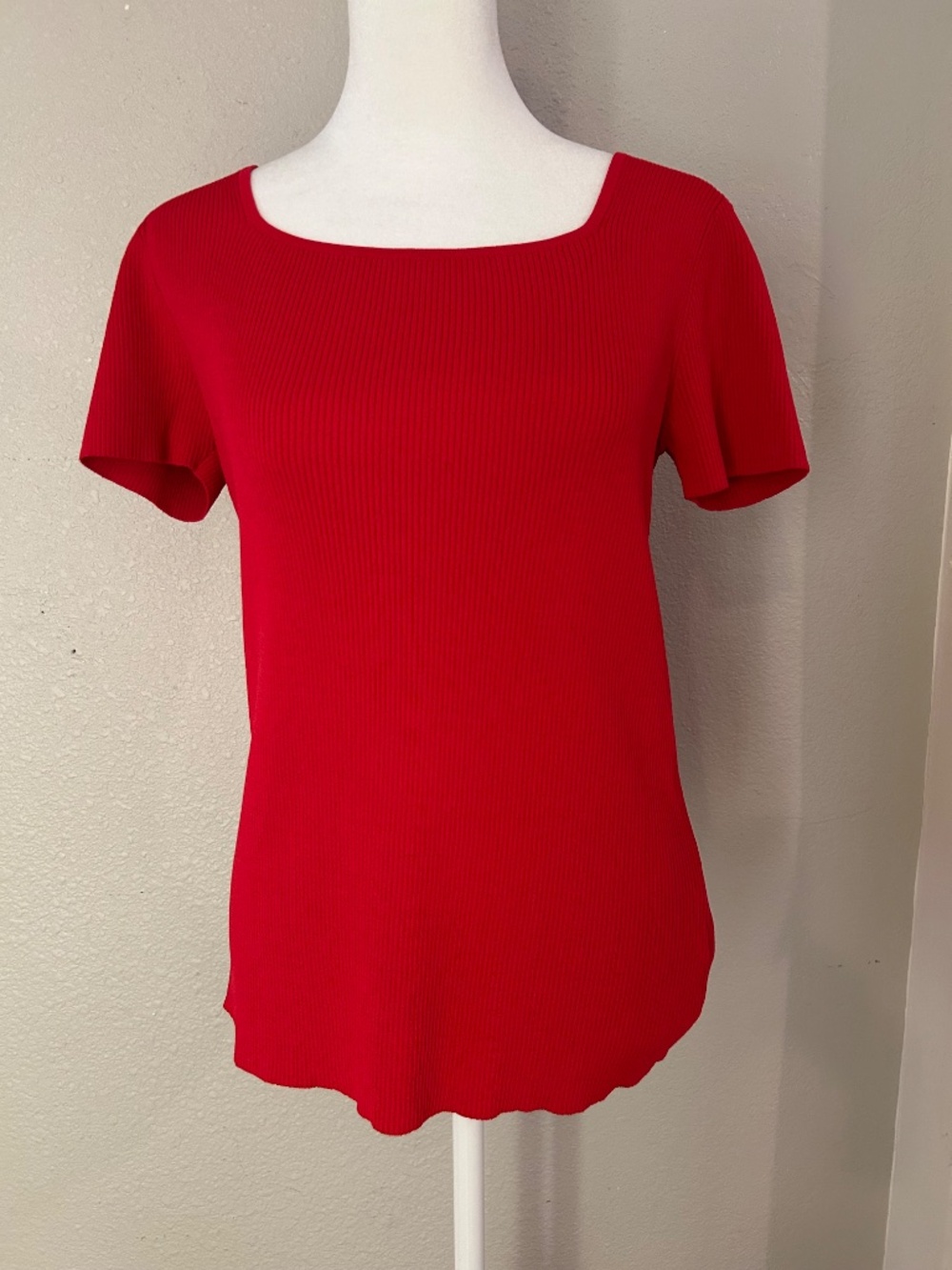 Jones New York petite large short sleeve ribbed top